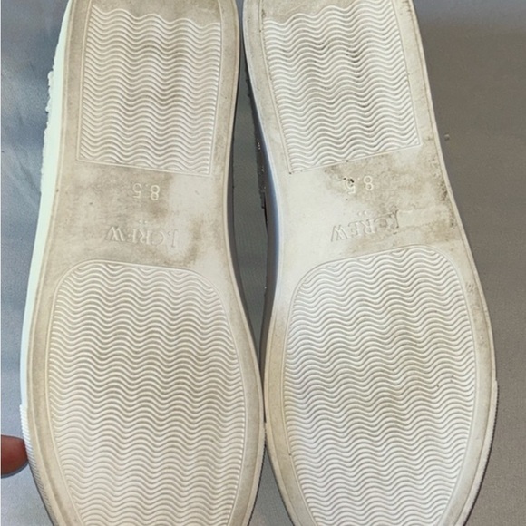 J Crew White Sherpa Brown Striped Suede Road Trip Sneakers Womans Sz 8 - Picture 15 of 15